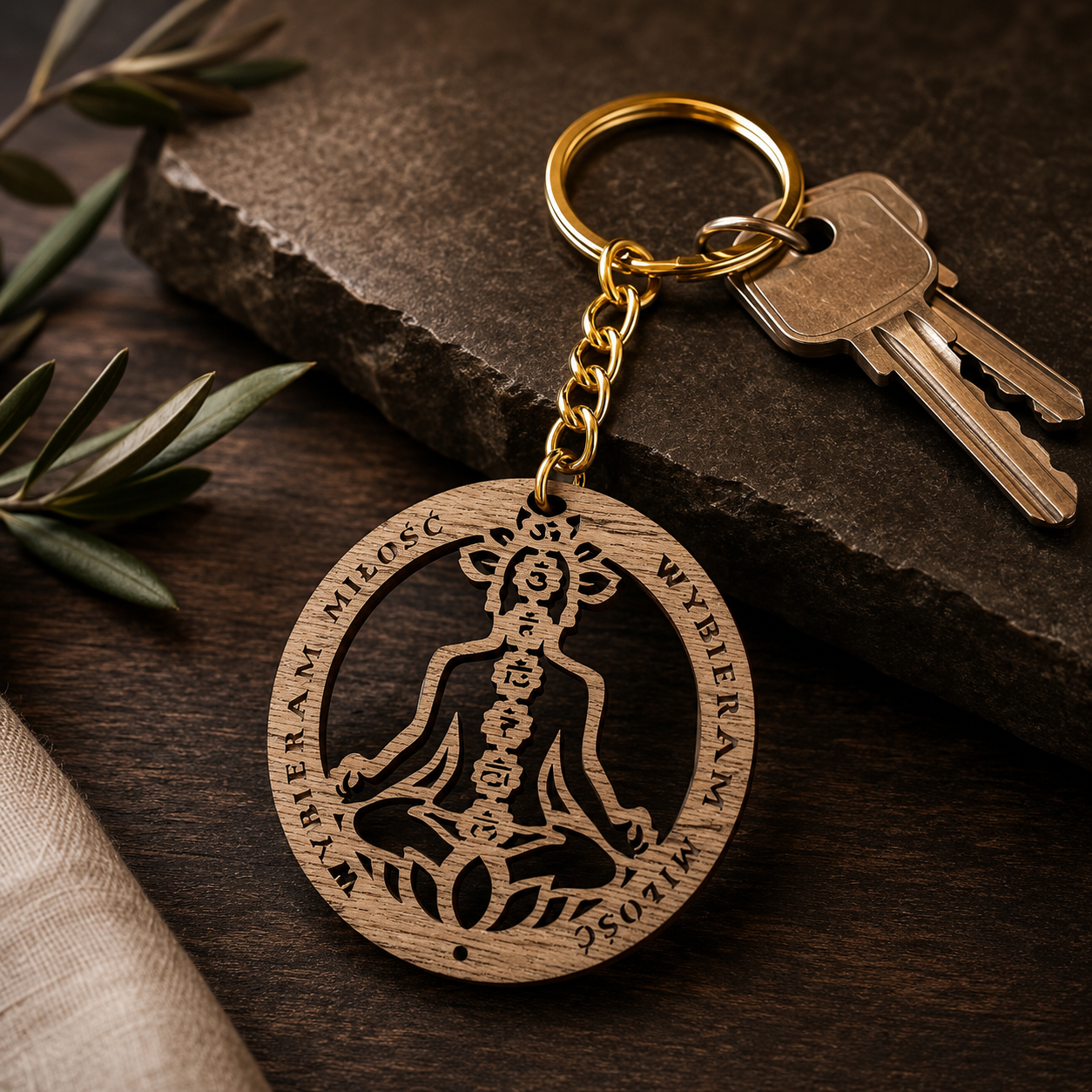Breloczek drewniany CZAKRY Wybieram miłość | handmade | Produkt Polski - obrazek 2