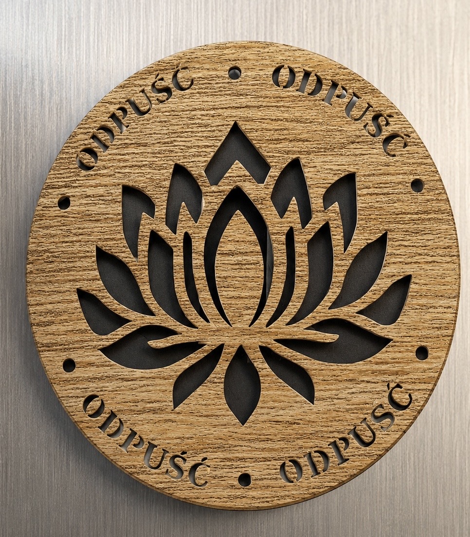 Magnes drewniany TERAZ Lotos Odpuść | handmade | Produkt Polski