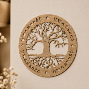 Naklejka drewniana DRZEWO ŻYCIA Uważność | handmade | Produkt Polski