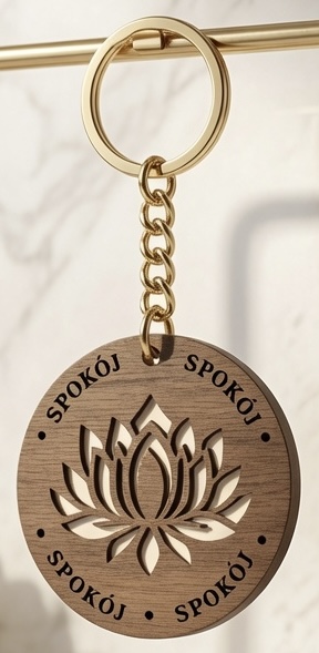 Breloczek drewniany LOTOS Spokój | handmade | Produkt Polski - obrazek 6