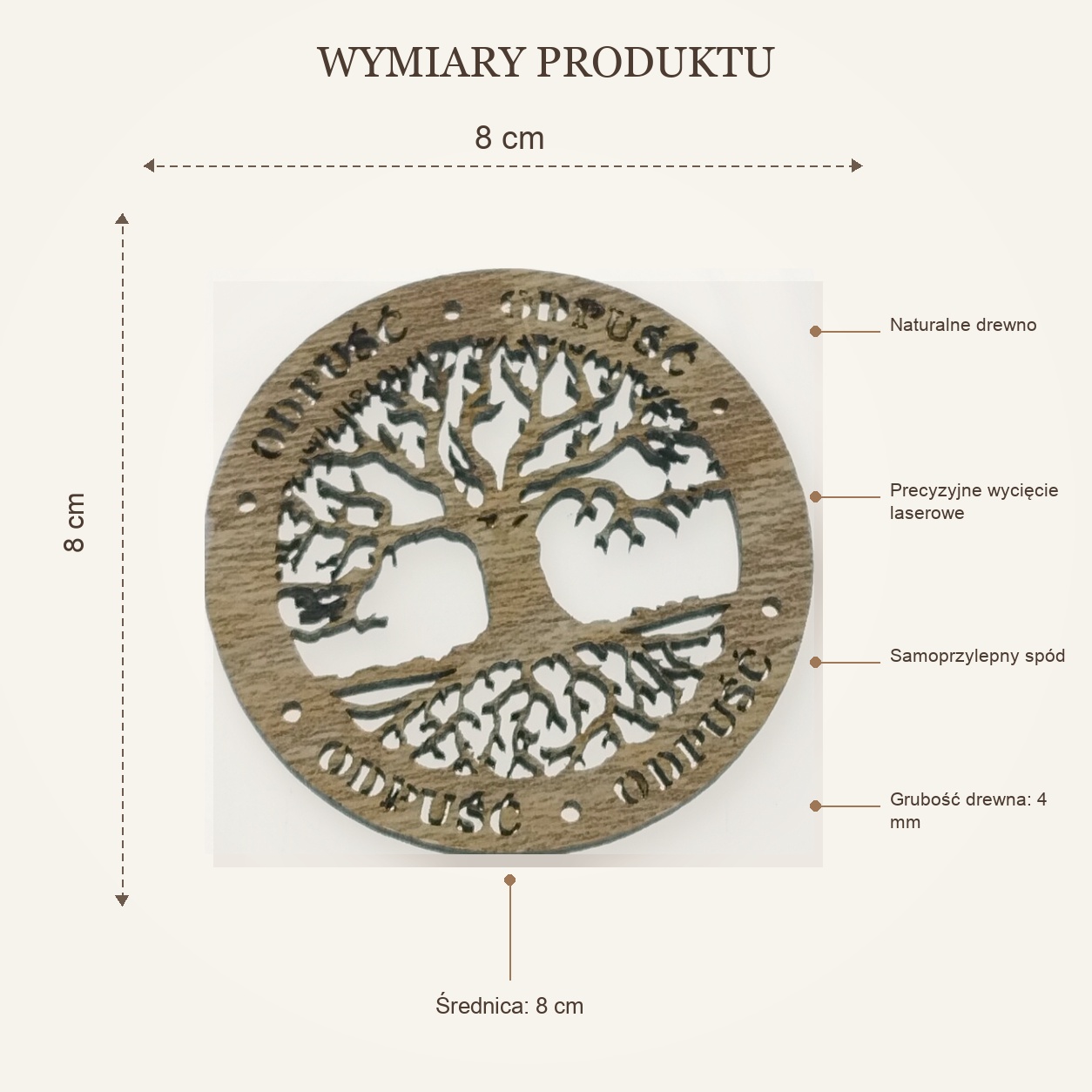 Naklejka drewniana DRZEWO ŻYCIA Uważność | handmade | Produkt Polski - obrazek 6