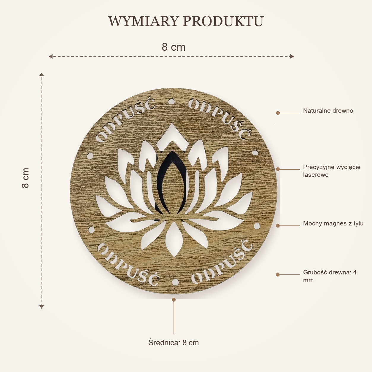 Magnes drewniany TERAZ Lotos Odpuść | handmade | Produkt Polski - obrazek 5
