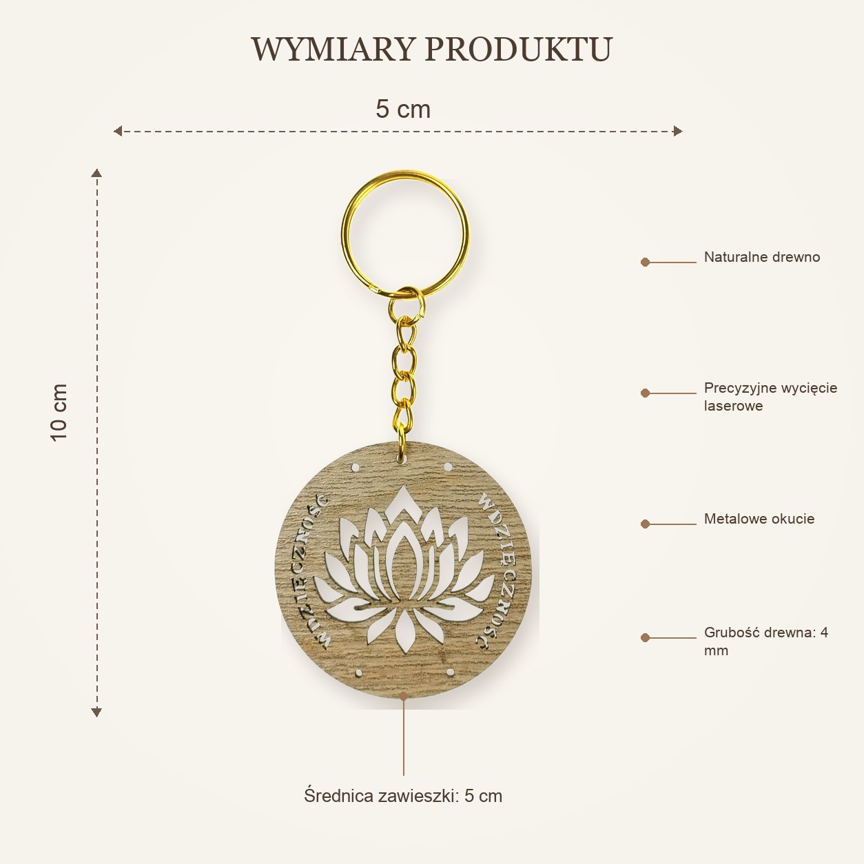 Breloczek drewniany LOTOS Wdzięczność | handmade | Produkt Polski - obrazek 7