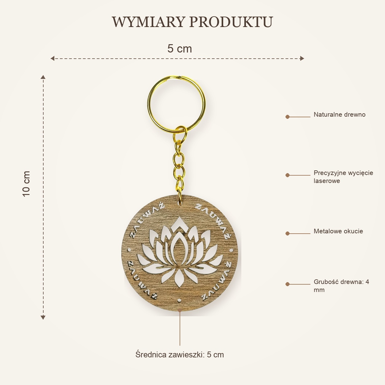 Breloczek drewniany LOTOS Zauważ | handmade | Produkt Polski - obrazek 6