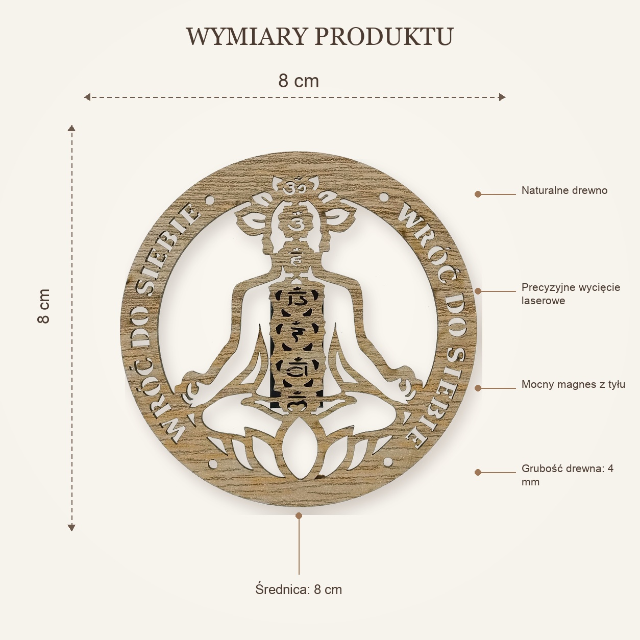 Magnes drewniany TERAZ Czakry Wróć do siebie | Produkt Polski - obrazek 3