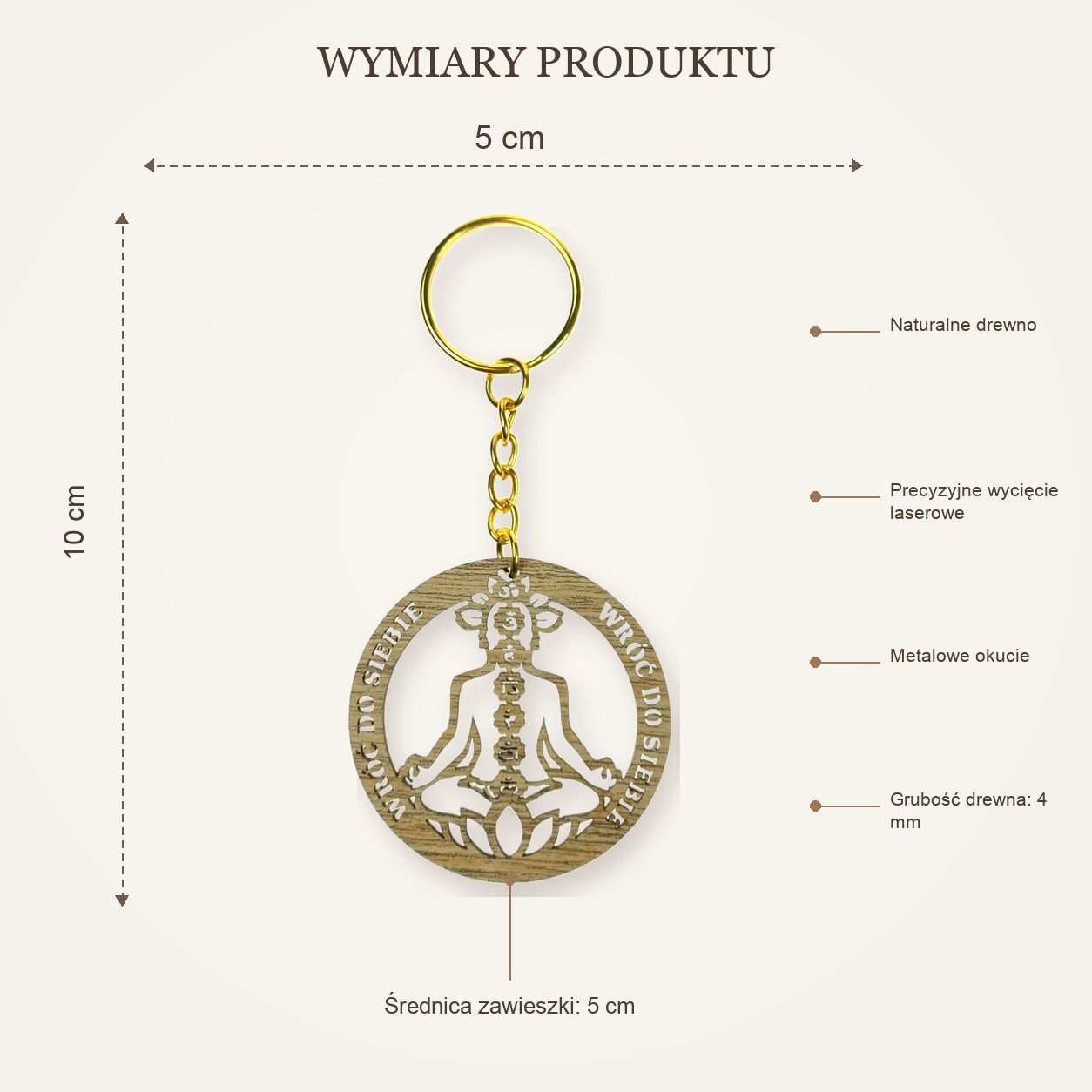 Breloczek drewniany CZAKRY Wróć do siebie | handmade | Produkt Polski - obrazek 7