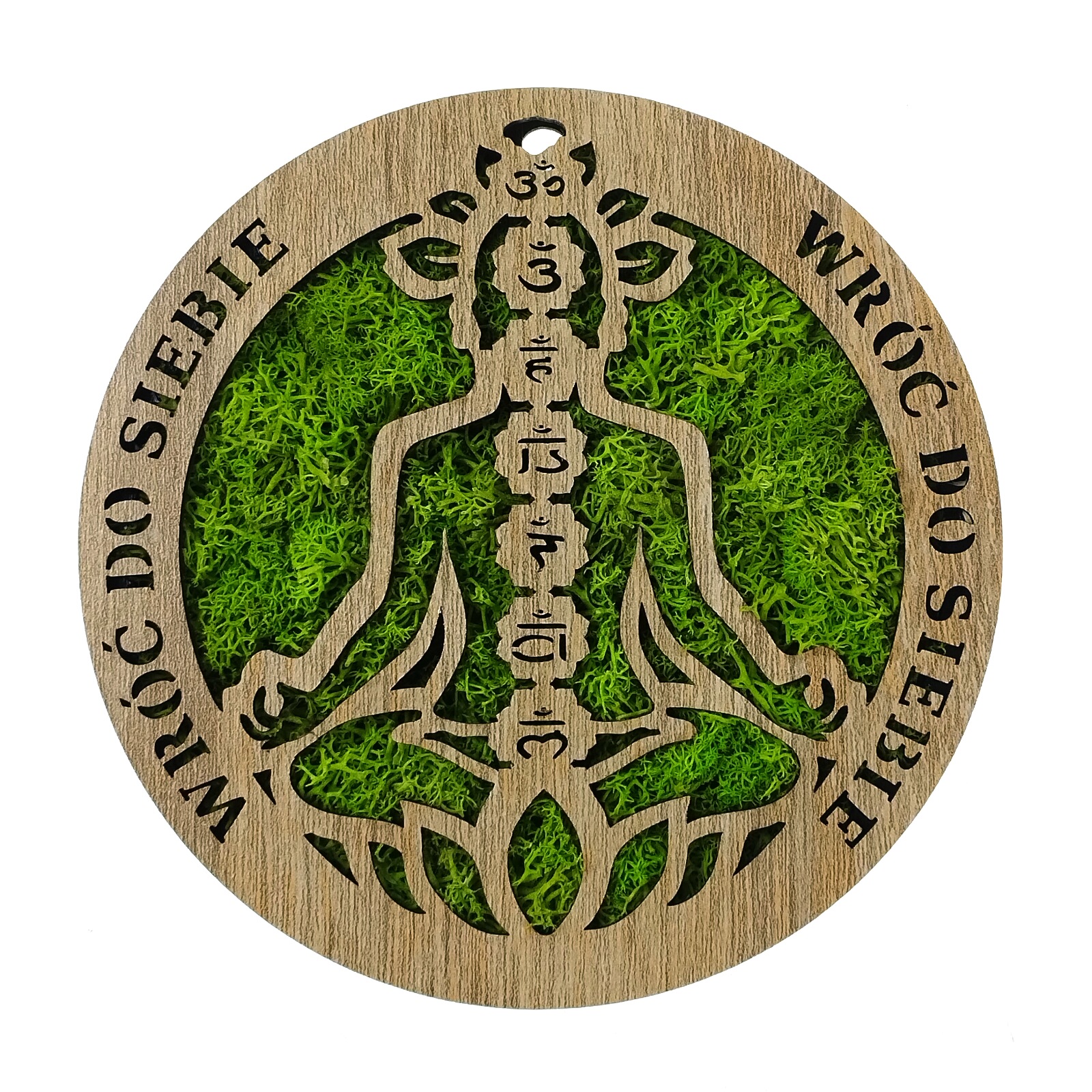 Obrazek drewniany TERAZ Czakry „Wróć do siebie" 15 cm z chrobotkiem | handmade | grawerowany - obrazek 3