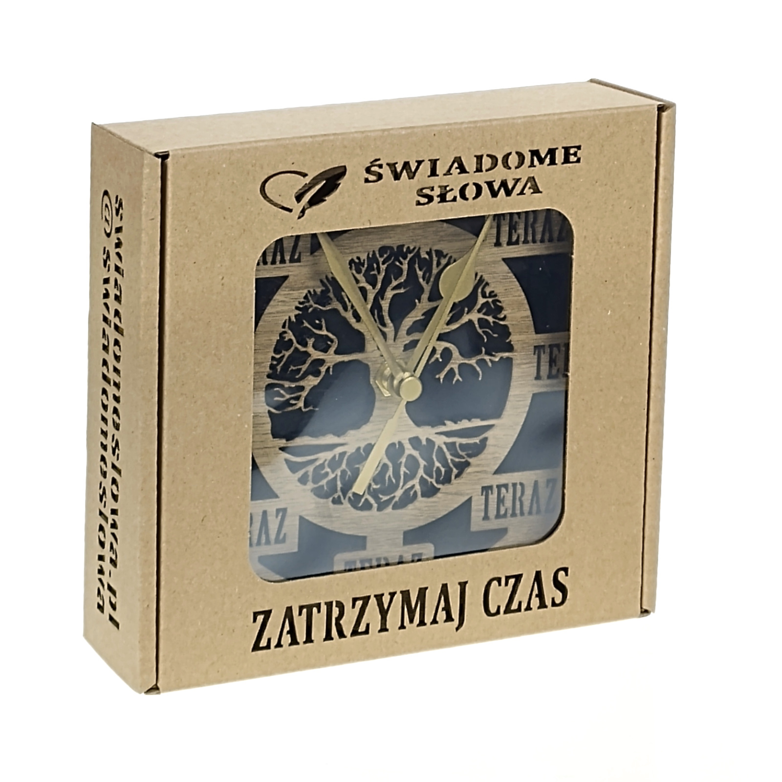 Zegar TERAZ Drzewo Zycia w pudelku prezentowym Swiadome Slowa