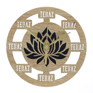 Zegar drewniany TERAZ z podstawka - Lotos, 15 cm, zdjecie produktowe