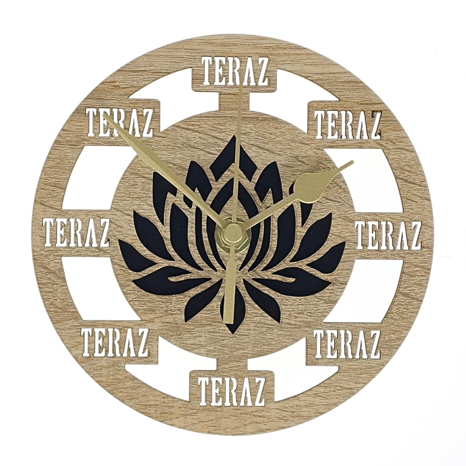 Zegar drewniany TERAZ z podstawka - Lotos, 15 cm, zdjecie produktowe